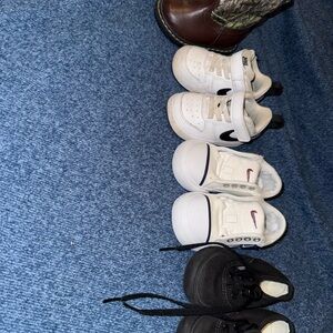 Nike Kids White Sneakers with Black Swoosh